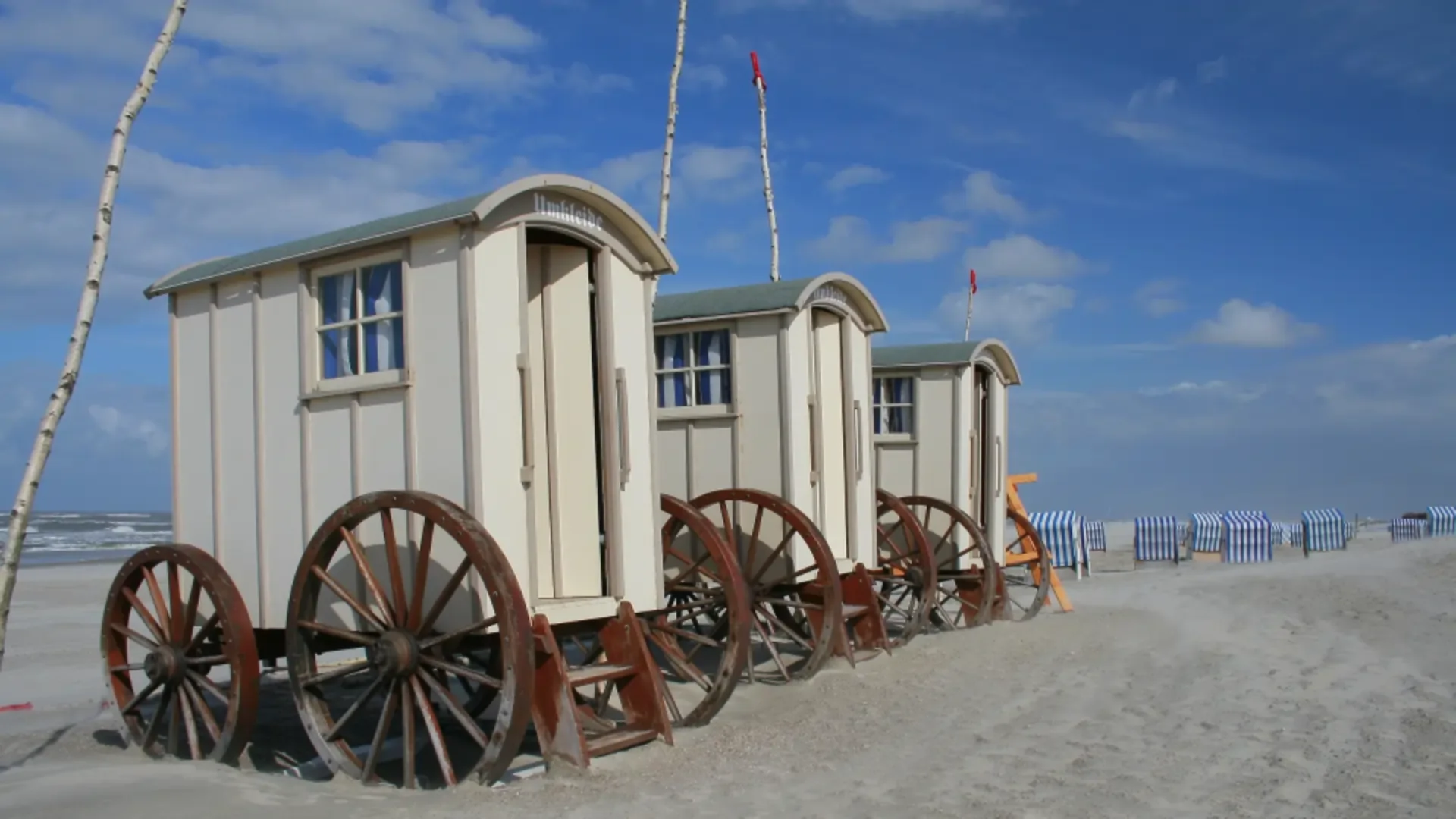 Beach carts as changing rooms on Norderney beach